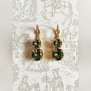 5.7 Carats Natural Green Peridot 14K Gold Plated Earrings